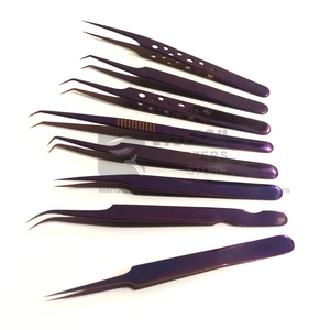 Pinces à épiler professionnelles en acier inoxydable antistatique avec pointe en fibre de 7 mm, revêtement plasma, logo personnalisé, vente en gros, 45 degrés - Product Image 5