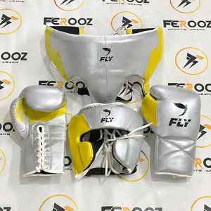 Ensemble de boxe professionnel OEM ODM FLY bleu argenté, gants de boxe Fairtex Muay Thai antidérapants et respirants pour l'entraînement - Product Image 3