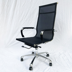 Chaise de bureau ergonomique pivotante MFM03 à dossier haut en maille avec appui-tête réglable pour la maison, l'atelier, le personnel – Mousse, tissu, PP, aluminium, PU - Product Image 3