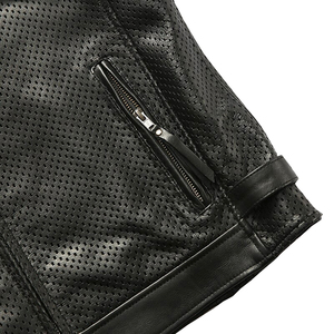 <b>Men's</b> Breathable PU Leather Moto Vest Stand Collar Zipper Closure Solid <b>Black</b> Summer Outerwear <b>Men's</b> Leather Vest <b>Waistcoats</b> - Product Image 4