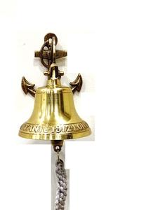 Campana de barco de latón antiguo clásico, decoración de pared náutica alta, arte coleccionable para el hogar de lujo, latón pulido para interiores y exteriores - Product Image 1