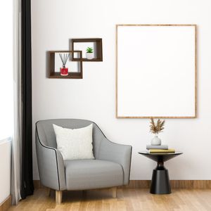 Set di 2 ripiani rettangolari in legno di design 30x9.5x22 cm da parete per la casa in noce scura e scaffali con incastro giunti - Product Image 3