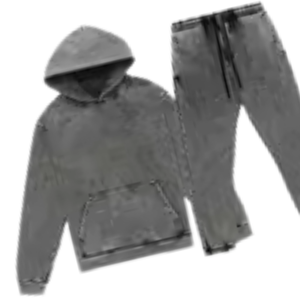 <b>Grey</b> Acid Washed Hoodie Tracksuit <b>Men</b> Fleece Pullover <b>Sweatshirt</b> Jogger Pants Set Casual Streetwear Winter Sports Outfit - Product Image 3