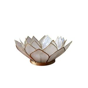 Support de bougie chauffe-plat en métal artisanal en forme de lotus doré pour décoration festive, table et cadeaux - Product Image 4