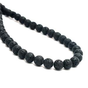 Perles en pierre d'opale de lave noire de haute qualité Kamal Gems, 15 brins, tailles 4mm, 6mm, 10mm, coupe lisse, haute qualité pour la fabrication de bijoux - Product Image 2
