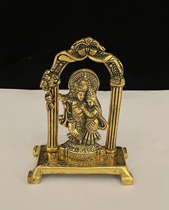 Nouveauté antique fait à la main plaqué or radha krishna mandir pour les cadeaux et la décoration de la maison cadeau de retour de mariage indien - Product Image 4