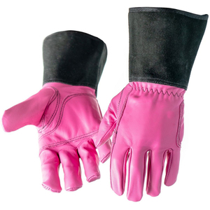 Guantes de soldadura TIG MIG resistentes al fuego en cuero de grano de cabra con forro de algodón de puño de cuero dividido para protección contra el calor TIG/MIG - Product Image 4