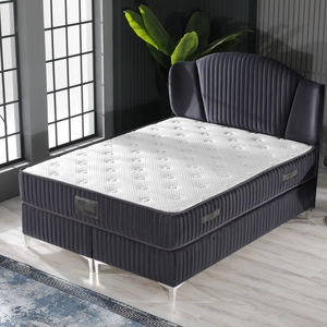 Cama tapizada azul Tela suave Muebles de dormitorio modernos y cómodos - Product Image 1