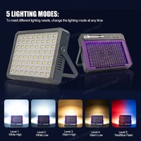 Projecteur solaire LED ETD-2520 avec tue-moustiques UV intégré 2-en-1, lampe rechargeable d'urgence pour jardin