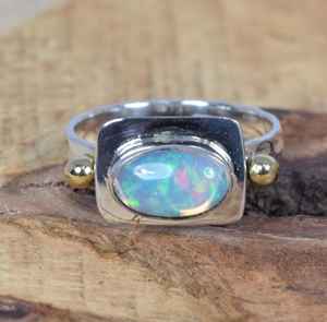 แหวนโอปอลเงินแท้ 925 ชุบทองคำขาว ประดับเพชรทรงแฟนซี สำหรับผู้หญิง เป็นของขวัญ - Product Image 4