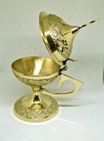 Brûleur d'encensoir en laiton grec byzantin chrétien orthodoxe et porte-encens diffuseur d'aromathérapie pour usage religieux