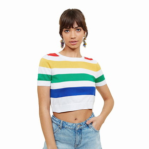 Camisetas Cortas de Manga Corta con Diseño de Rayas de Colores del Arcoíris a Precio Razonable, Camisetas Cortas de Moda de Verano para Exteriores - Product Image 4