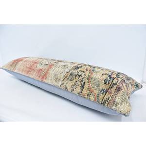 Luxury 16x48 Inch Beige Kantha Patchwork Wool Pillow Woven Vintage <b>Fluffy</b> Embroidered Printed Rustic Design for <b>Bedding</b> Floors - Product Image 5
