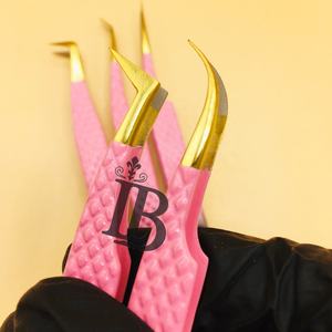 Pince à épiler incurvée de qualité supérieure, pince à épiler pour extensions de cils, pointe dorée, pince à épiler professionnelle pour cils, MINK MOQ - Product Image 6