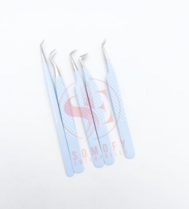 Pinzas para pestañas de volumen ruso de acero inoxidable de alta calidad, puntas finas estrechas, opciones de etiqueta privada sostenibles - Product Image 3