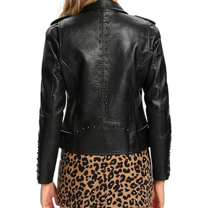 Nouvelle Arrivée Vente Chaude Blouson Moto Hiver Matelassé Col Montant en Cuir Véritable Peau de Mouton Grande Taille pour Femme - Product Image 6