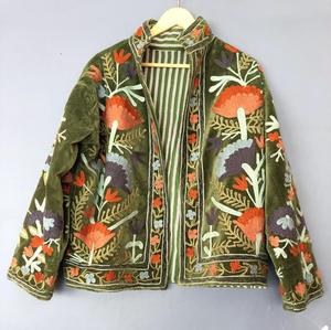 Best Selling Custom Bohemian Suzani Embroidered Jacket for Women Traditional Handmade Uzbek <b>Coat</b> Available at Attractive Price - Product Image 1
