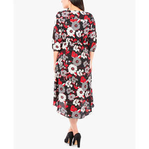 Abito Nero Stampato Asimmetrico da Donna NY Collection, Taglia Piccola, Stile Elegante, Logo Personalizzato, Traspirante, Naturale, 2 Pezzi per il Giorno - Product Image 2