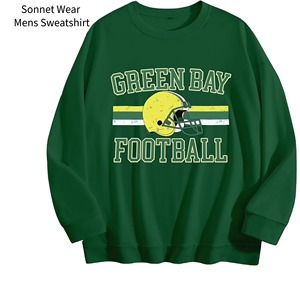 <b>Mens</b> <b>Crewneck</b> <b>Sweatshirt</b> Casual Long Sleeve 100% Cotton Quick Dry Knitted Graphic Print Pullover Top - Product Image 6