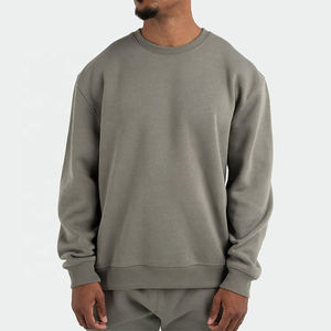 Pull-over personnalisé de haute qualité pour hommes, coupe décontractée, épaules tombantes avec col rond uni, fabriqué en polaire polyester et coton - Product Image 1