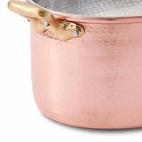 Casserole en cuivre martelé avec couvercle, revêtement multicouche, poignées en métal, qualité chef, écologique, isolée, pour cuisinière à gaz