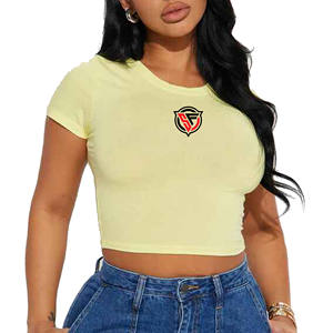 Camiseta corta vintage de alta calidad para mujer, ropa deportiva de verano personalizada con mangas cortas, respetuosa con el medio ambiente - Product Image 4