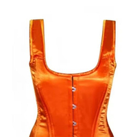 Corset bustier sur-mesure en satin orange respirant à haute compression avec baleines en acier et bretelles pour l'entraînement de la taille