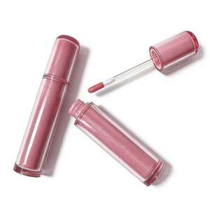 Tubes <span class=keywords><strong>de</strong></span> brillant à lèvres/rouge à lèvres ronds roses personnalisables avec bouchon à vis et applicateur baguette, contenants en plastique vides <span class=keywords><strong>de</strong></span> 5 ml - Product Image 1