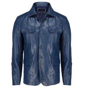 Chaqueta de motorista verde icónica para hombre Cremallera de anilina de piel de oveja real con forro de viscosa acolchado y bolsillos exteriores interiores - Product Image 1