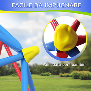 Outsunny Dôme d'escalade pour enfants de 3 à 8 ans, structure métallique pour 4 enfants, Ø 183x90cm, multicolore - Product Image 6