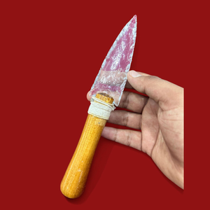 Cuchillo Athame espiritual de cristal de cuarzo transparente tallado a mano con mango de madera para trabajo energético y decoración artesanal de piedra ritual curativa - Product Image 6