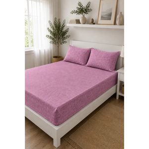 Ensemble de draps-housses extra larges 100% coton en rose, respirant - Product Image 3