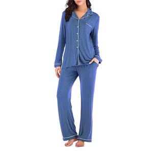 Elegante ropa de dormir suave para el hogar, temporada de verano y primavera, cintura elástica personalizada, transpirable, manga larga, pijama de Modal para mujer, ropa de dormir - Product Image 3