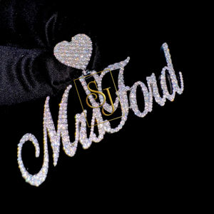 Customizable icy 925 Silver Cursive <b>Name</b> <b>Necklace</b> Heart Bail Moissanite Diamond <b>Pendant</b> Rhodium Romantic Style Personalized Gift - Product Image 1