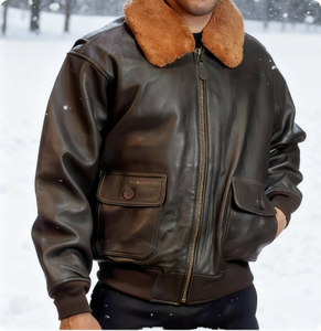 แจ็คเก็ตหนังแท้ผู้ชายแบบสั่งทำพิเศษ คอตั้ง สไตล์เลตเตอร์แมน วาร์ซิตี้ ผ้าแคนวาส ระบายอากาศ แห้งเร็ว สีพื้น สำหรับฤดูหนาว - Product Image 2