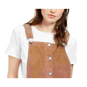 Abito salopette in velluto a coste marrone cacao taglia media da donna Dickies con decorazioni a bottoni - Product Image 2