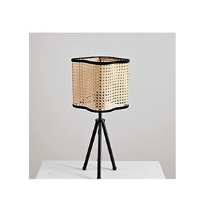 Handmade Customized Design LED Farmhouse Style Table Lamp with Rattan Net Shade Natural Finish Creative <b>Decorative</b> <b>Lighting</b> - Product Image 2