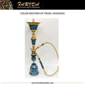 Cachimbas Shisha de lujo con revestimiento de concha de OSTRA, acero inoxidable chapado en oro, técnicas de laca decorativa de nácar - Product Image 3