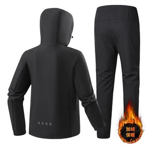 Ensemble de vêtements de sport d'hiver pour homme, veste polaire chaude à capuche, pantalon long, pantalon coupe-vent résistant à l'usure pour les activités de plein air - Product Image 5