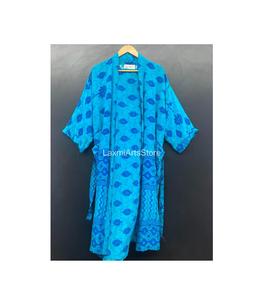 Boho Crepe <b>Silk</b> Sari <b>Kimono</b> Robe | Handmade Womens Wrap with Elastic Waist | Spring Summer Autumn Beachwear Loungewear Gift - Product Image 1