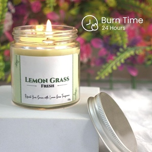 Vela de hierba de limón de lujo con aceites esenciales puros para una fragancia aromática suave y un ambiente relajante para el hogar Proveedor indio - Product Image 4