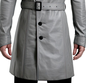 Manteau d'hiver à col rabattu boutonné, en cuir véritable de luxe, imperméable et respirant, prix d'usine - Product Image 4