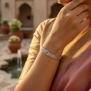Bracelet en argent 925 pour femme, maille tressée, perle d'eau douce, croix plaquée rhodium, bijoux fins, usage quotidien, cadeau, avec détails dorés - Product Image 3