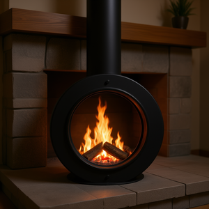 ท่อเชื่อมปล่องไฟเหล็กสีดำด้านแบบโมเดิร์น (15 ซม.) พร้อมอุปกรณ์เสริมไฟสำหรับเตาผิงในร่ม - Product Image 3