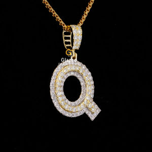 Adorable Q Initial Hip Hop Pendentif Brillant Taille VVS Clarté Moissanite Diamants Argent Sterling 925 Style Glacé - Product Image 3