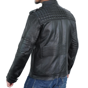 Winter Vintage <b>Men's</b> Horsehide <b>Leather</b> <b>Jacket</b> Luxury Stand Collar Zipper Closure Coated Canvas Casual <b>Men</b> <b>Leather</b> <b>Jacket</b> - Product Image 5