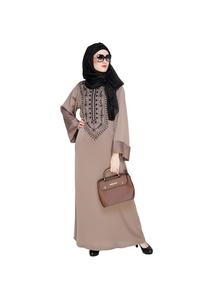 Robe abaya moderne décontractée de style Dubaï et Turquie Abaya en lin ornée de fleurs ouverte sur le devant pour les musulmans Modeste Hot Fashion - Product Image 3