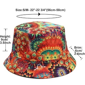 Vente directe usine – Nouveauté été : Chapeau de soleil à large bord 100 % coton pour adulte, imprimé intégral, idéal plage et extérieur, bob uni fabriqué au Bangladesh - Product Image 5