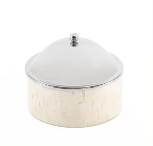 Marmite élégante en argent isolée avec finition en métal martelé et couvercle en bois, parfaite pour la restauration et les occasions spéciales - Product Image 5