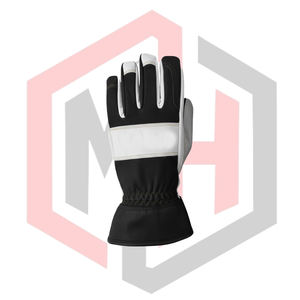 <b>Black</b> Gray Goatskin Leather 11 oz Thick Tear-Resistant/Durable Heat Resistant Work Gloves Knit Wrist Cuff for <b>Fireplace</b> Fire - Product Image 3